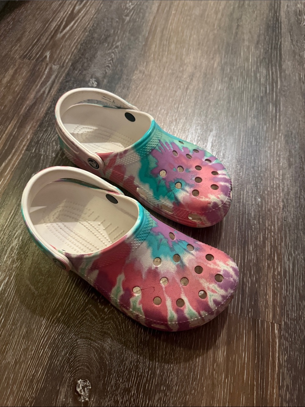 CROCS Women’s Tie-Dye Clogs - Pink, Teal & White